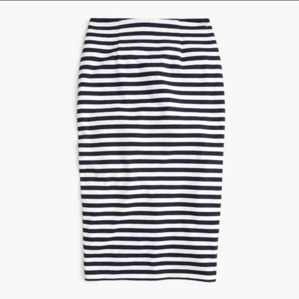 J. Crew Navy and White Striped Pencil Skirt